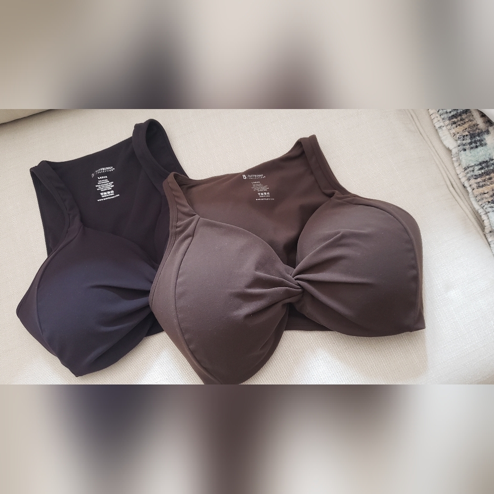 BuffBunny Black and Brown Twist-Front Bras